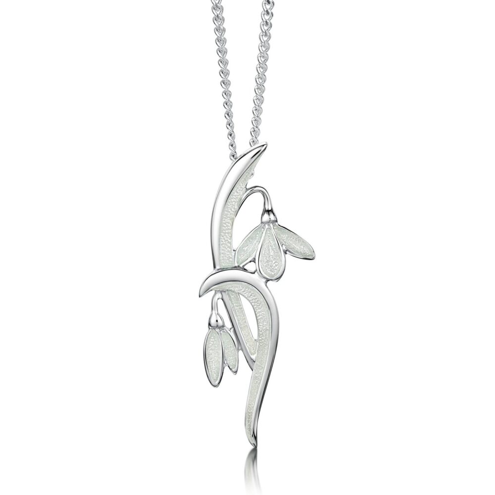 Sheila Fleet Sterling Silver and Enamel Snowdrop Pendant