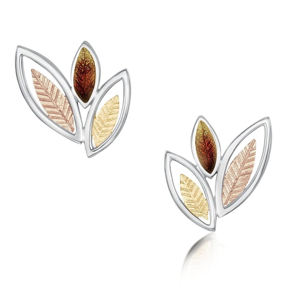 Sheila Fleet Sterling Silver, Enamel & 9ct gold Seasons Earrings