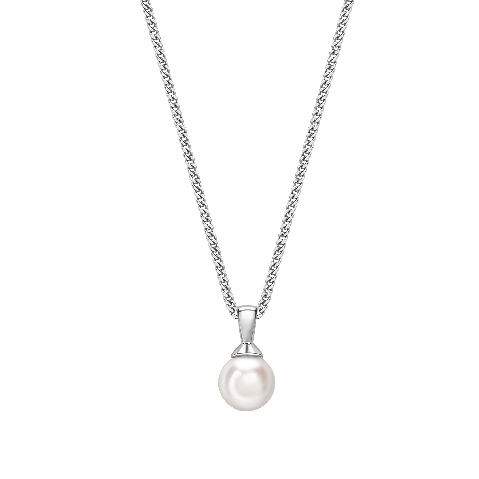 Akoya Cultured Pearl Single Stone Pendant 18ct White Gold Mount And Necklet Connard And Son Ltd
