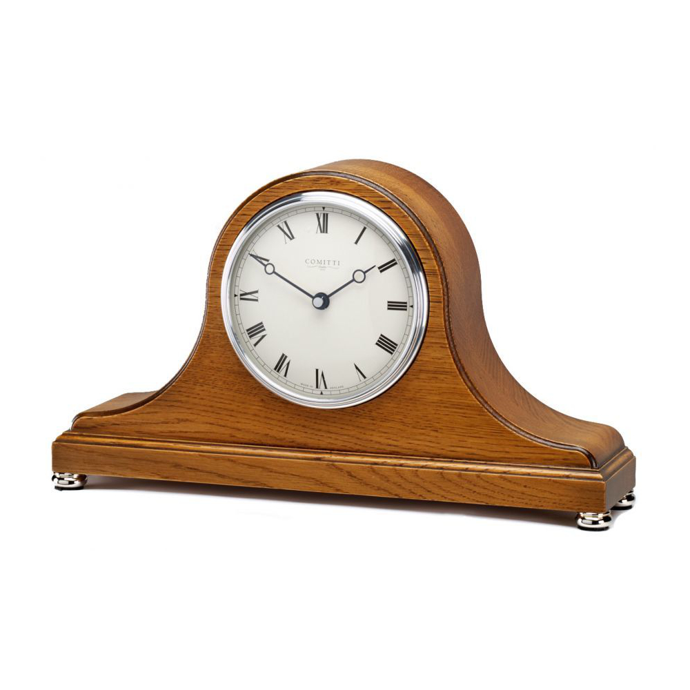Oak Radio Controlled quartz Comitti Napoleon style mantel clock C4819RC