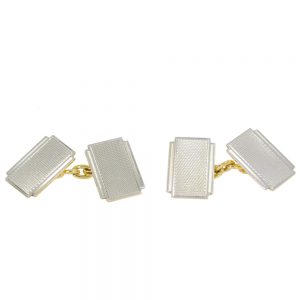 P398.4 18ct gold and platinum cufflinks front