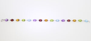 SP:B525P-W Multi gem and 18ct white gold bracelet long