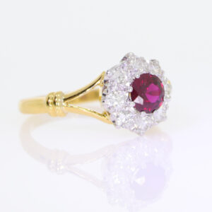 C141.4 Ruby and diamond cluster ring side