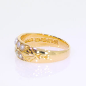 F166.4 Seed pearl and gold dress ring hallmarks