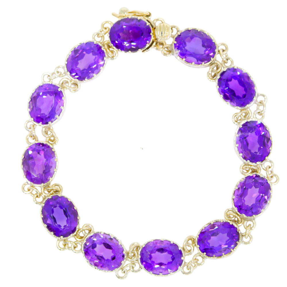 Amethyst and 9ct yellow gold bracelet