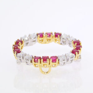 B408 Ruby and diamon oval brooch end