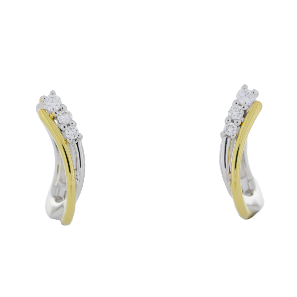 Diamond set, 9ct White and yellow gold hoop earrings