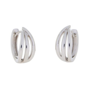 9ct white gold three row hoop earrings