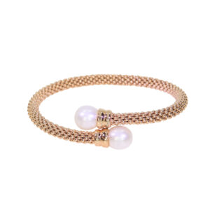 JES02-Rose gold and pearl bangle