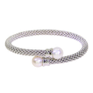 JES02-Silver and pearl bangle