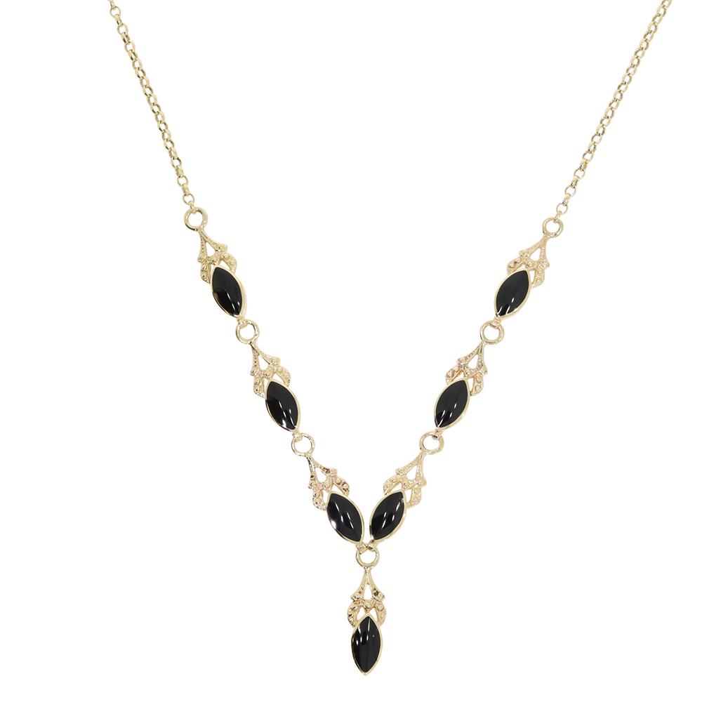 Second Hand – Whitby Jet and 9ct yellow gold necklace
