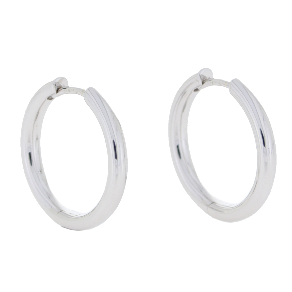 9ct White gold 20mm hoop earrings