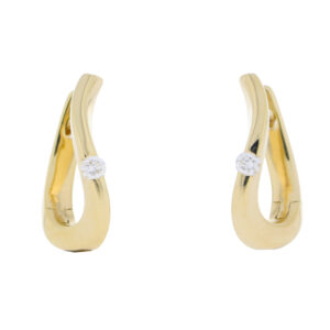 9ct yellow gold single diamond hoop earrings