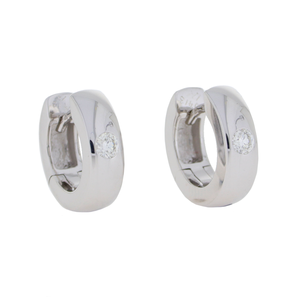 14ct White gold diamond single stone hoop earrings