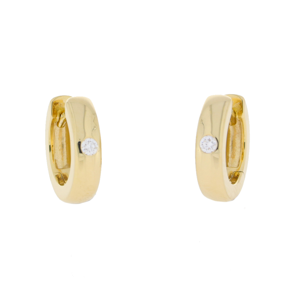 14ct Yellow gold diamond single stone hoop earrings
