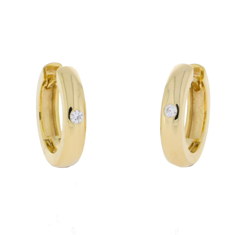 14ct Yellow gold diamond single stone hoop earrings