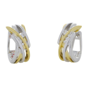 9ct white and yellow gold diamond set hoop earrings