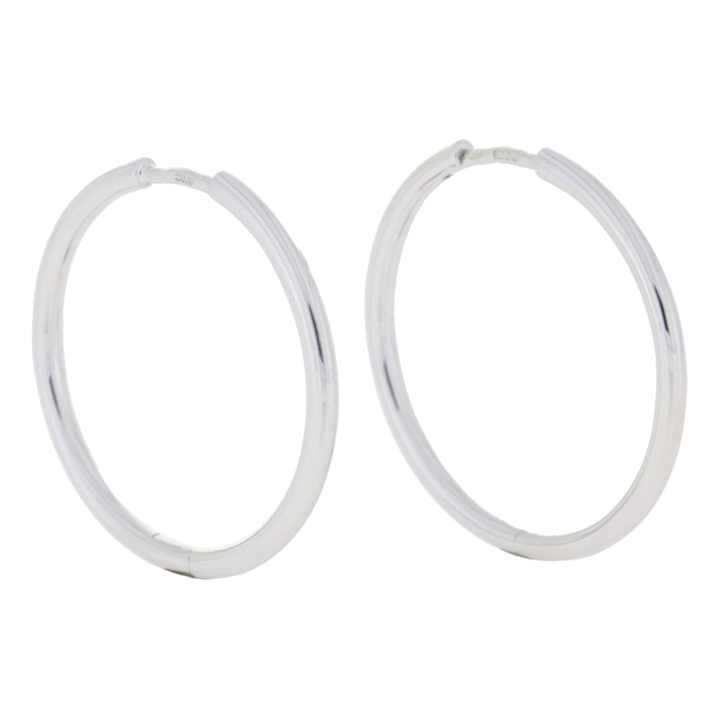 9ct White gold 25mm hoop earrings