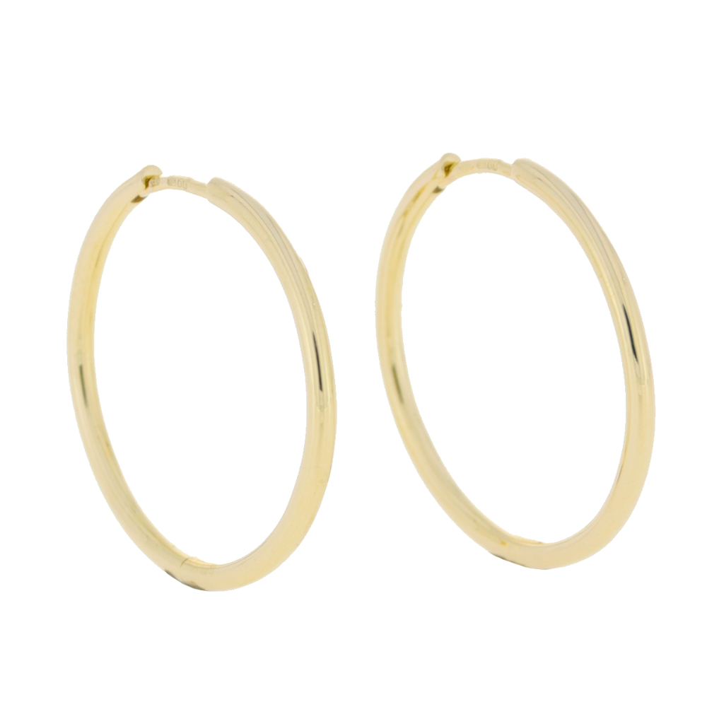 9ct Yellow gold 25mm hoop earrings