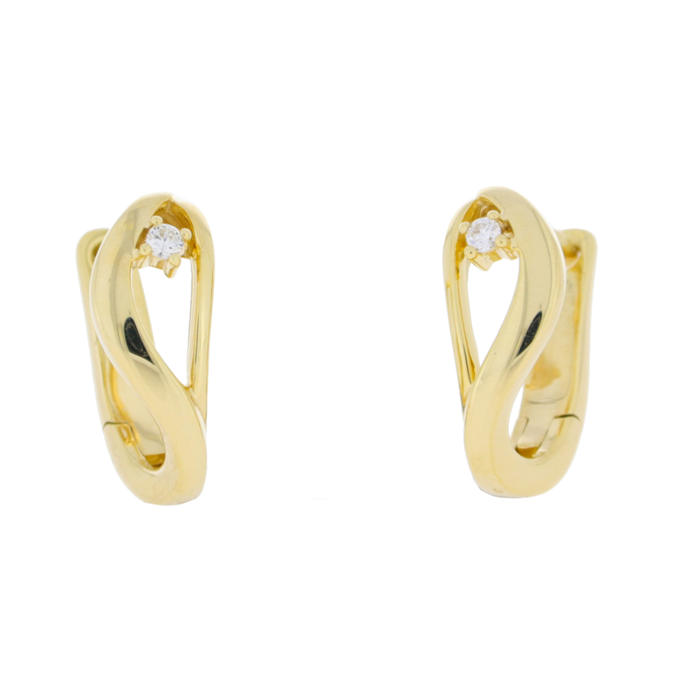 14ct yellow gold diamond single stone hoop earrings