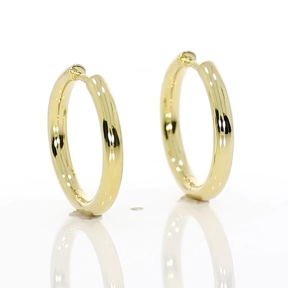 9ct Yellow gold 20mm hoop earrings video