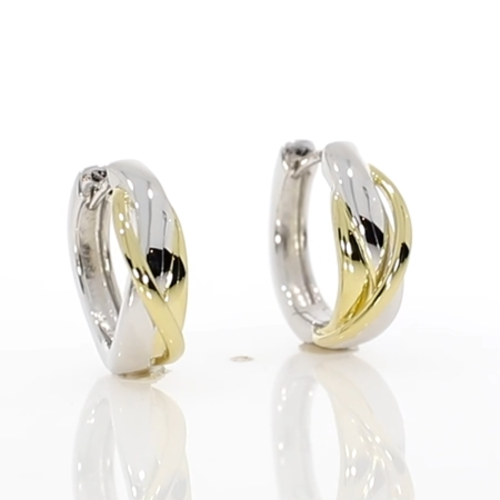 9ct white and yellow gold crossover hoop earrings video