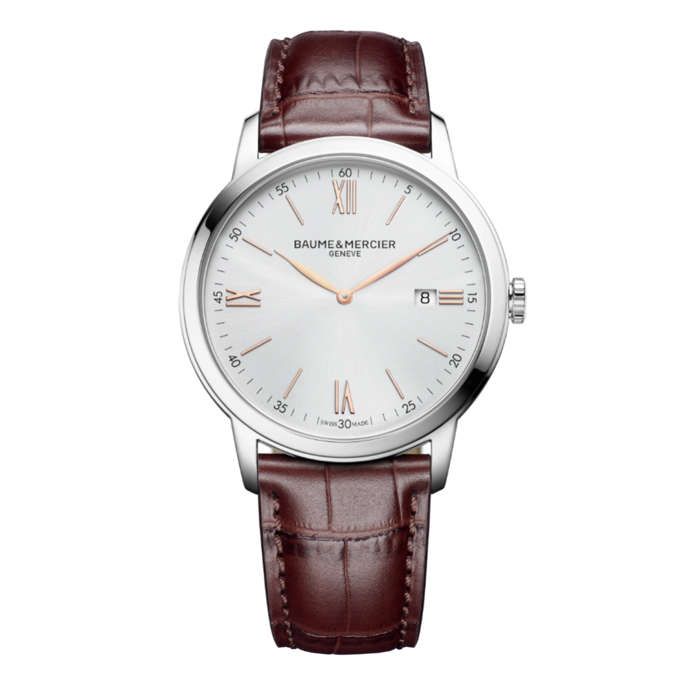 Gents stainless steel quartz Baume & Mercier Classima date strap watch 10415