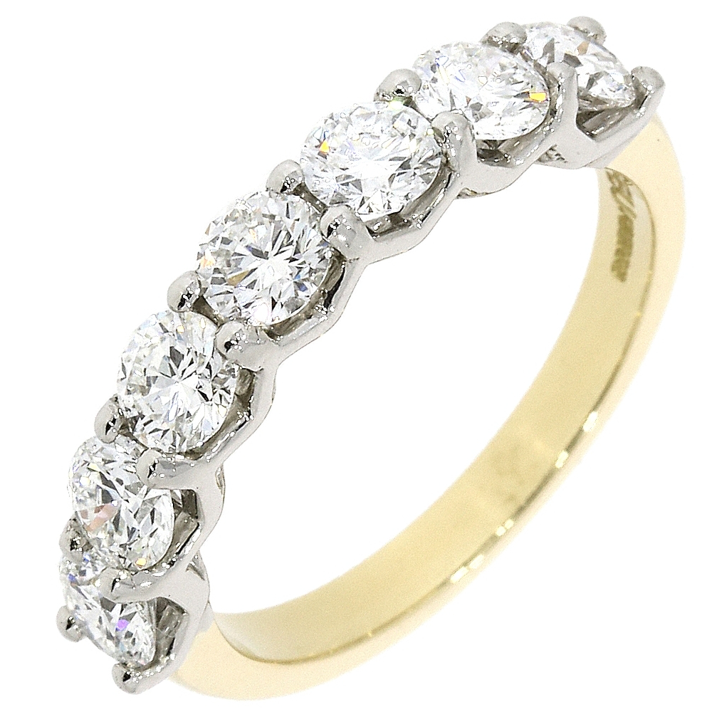 Diamond 7 stone half eternity ring, platinum and 18ct gold mount 1.50cts