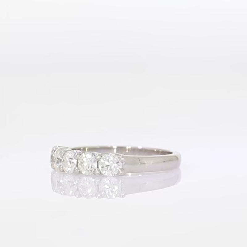 Diamond 5 stone half eternity ring, platinum mount 1.03cts video