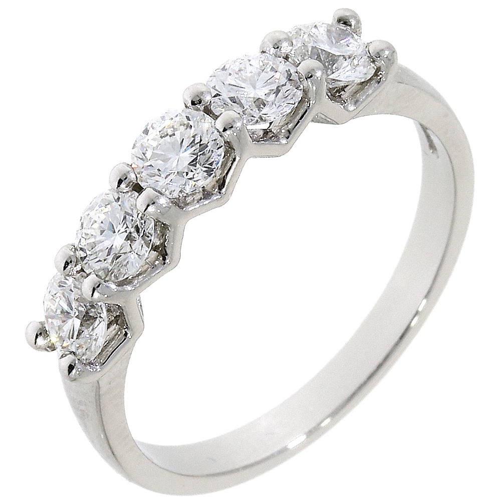 Diamond 5 stone half eternity ring, platinum mount 1.03cts