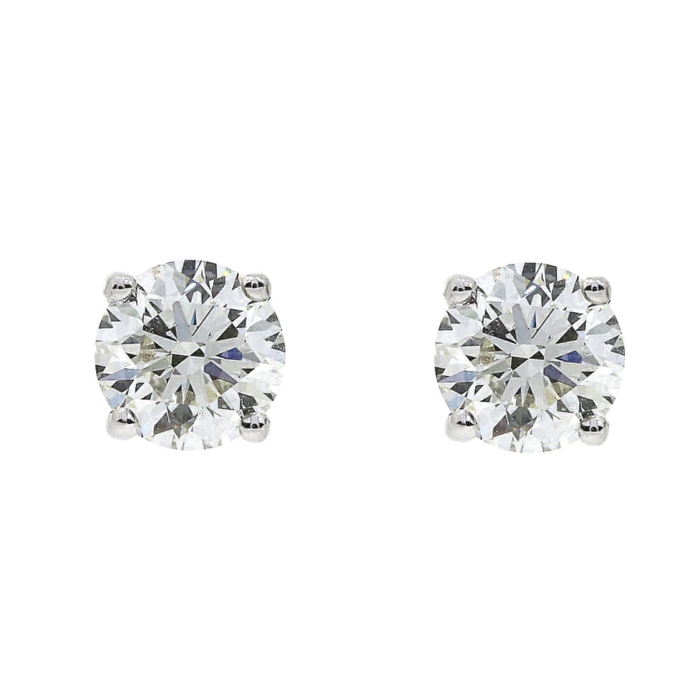 Diamond Single Stone Solitaire Earrings 0.25ct, 18ct White Gold Claw Mounts