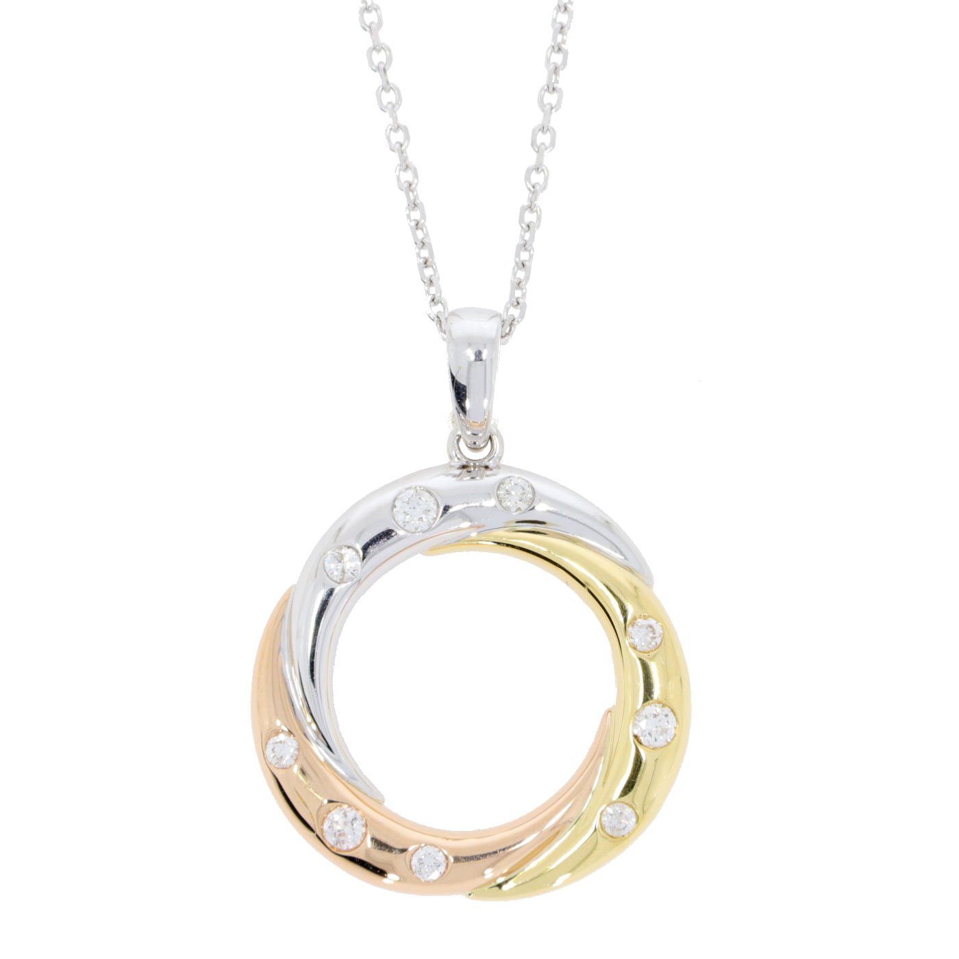9ct Gold Three Colour Spiga Chain - 18in - R9108 | Chapelle Jewellers