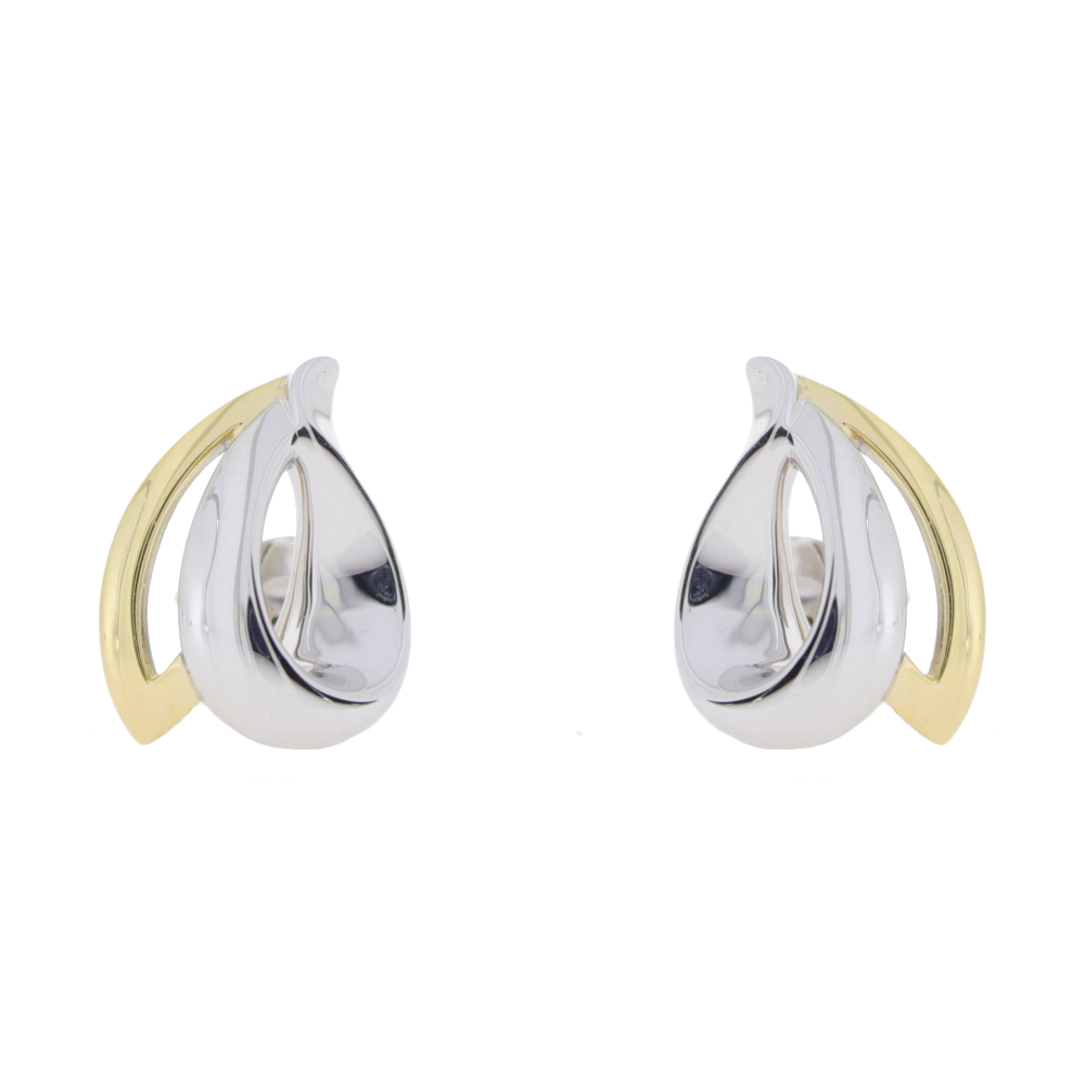9ct white and yellow gold stud earrings
