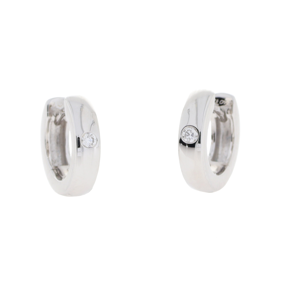 14ct white gold diamond single stone hoop earrings