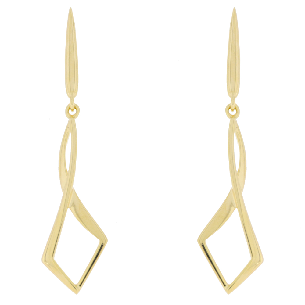 9ct yellow gold long drop earrings