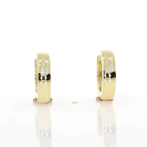 14ct Yellow gold diamond single stone hoop earrings video