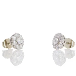 A417.2 Diamond 8 stone cluster earrings side