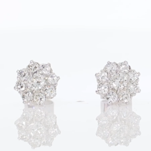 Diamond nine stone cluster earrings, 1.25cts platinum mounts video