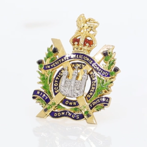 King’s Own Scottish Borderers Regimental sweetheart brooch, 18ct yellow gold and enamel mount video