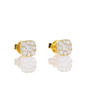 T415.2 Diamond cluster cushion earrings side