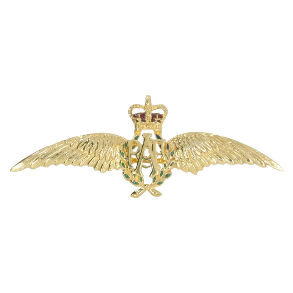RAF Wings Regimental Badge, 9ct yellow gold and enamel