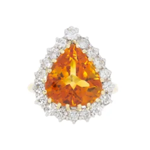 F169.4 Large citrine and diamond cluster ring