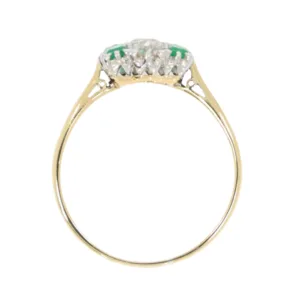 H129.4 Emerald and diamond cluster ring top