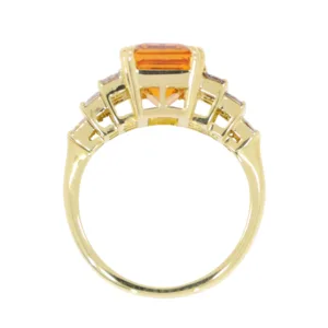 R168.4 Topaz single stone ring princess cut diamond sides top