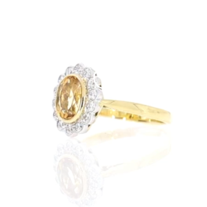 Topaz and diamond millegrain cluster ring, 18ct yellow gold mount video