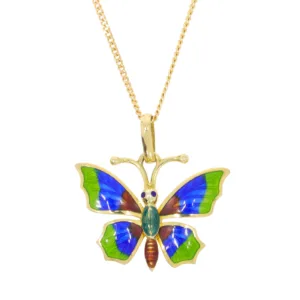F262.5_Butterfly_pendant_green_blue_red_enamel