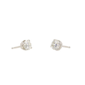 F418.2 Diamond single stone earrings platinum side 2