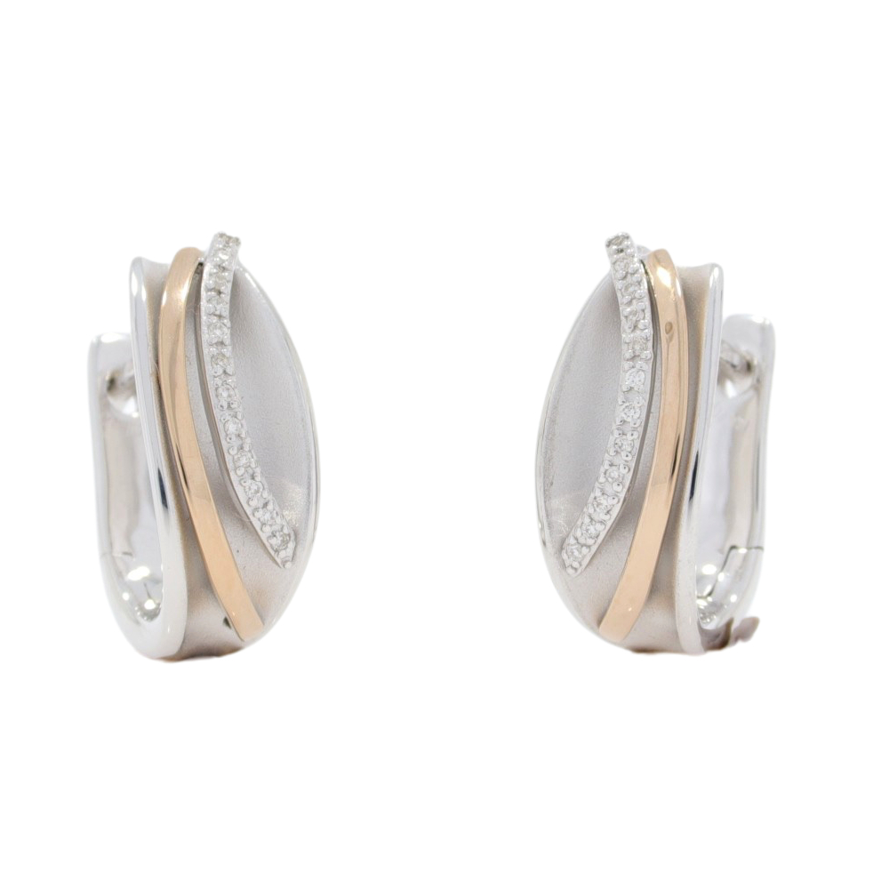 9ct white and rose gold Diamond set hoop earrings