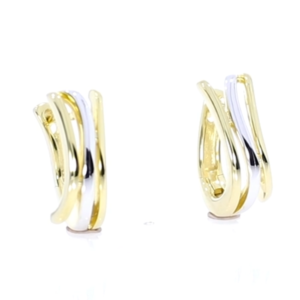 9ct white and yellow gold three row hoop earrings video