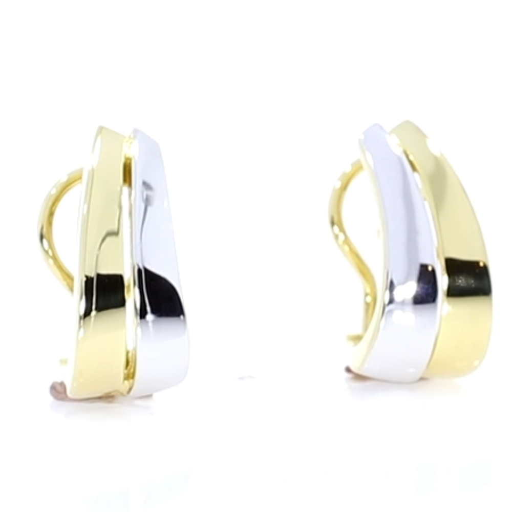 9ct white and yellow gold two row earrings video